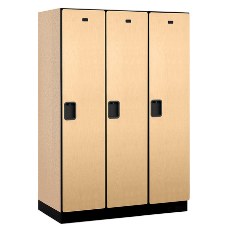SALSBURY INDUSTRIES 1 Tier Designer Locker, 54"Wx76"Hx21"D, 3 Door, Maple 18-21361MAP